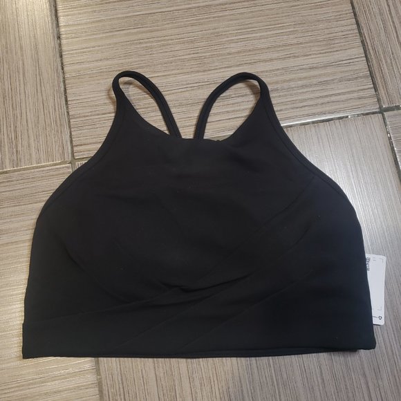 Lululemon Flow Y Wrap-Front High Neck Bra in Black - Picture 3 of 5